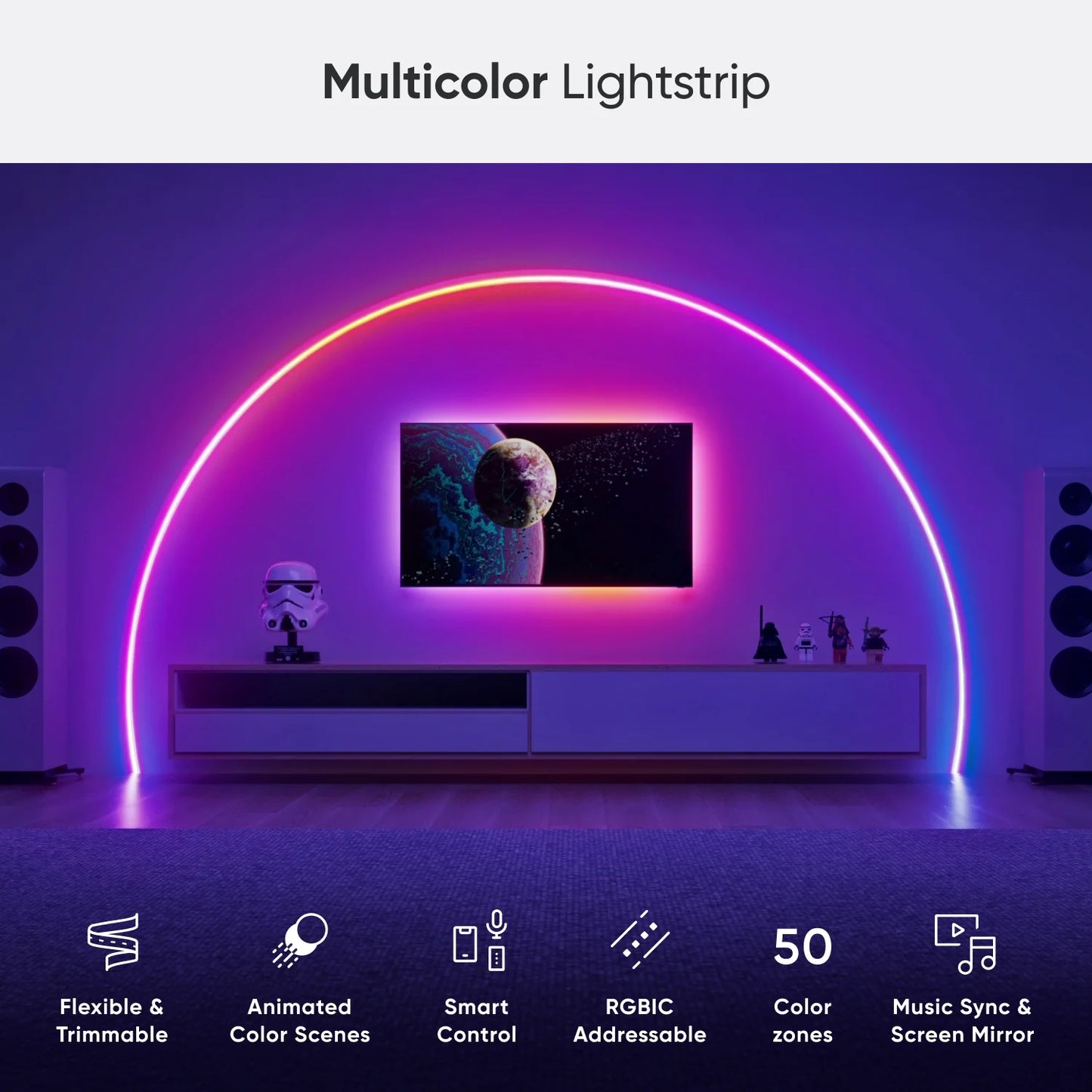 Essentials Matter LED Light Strip, RGBW, 16.4 Ft (1 Piece Strip Unit), Indoor Use