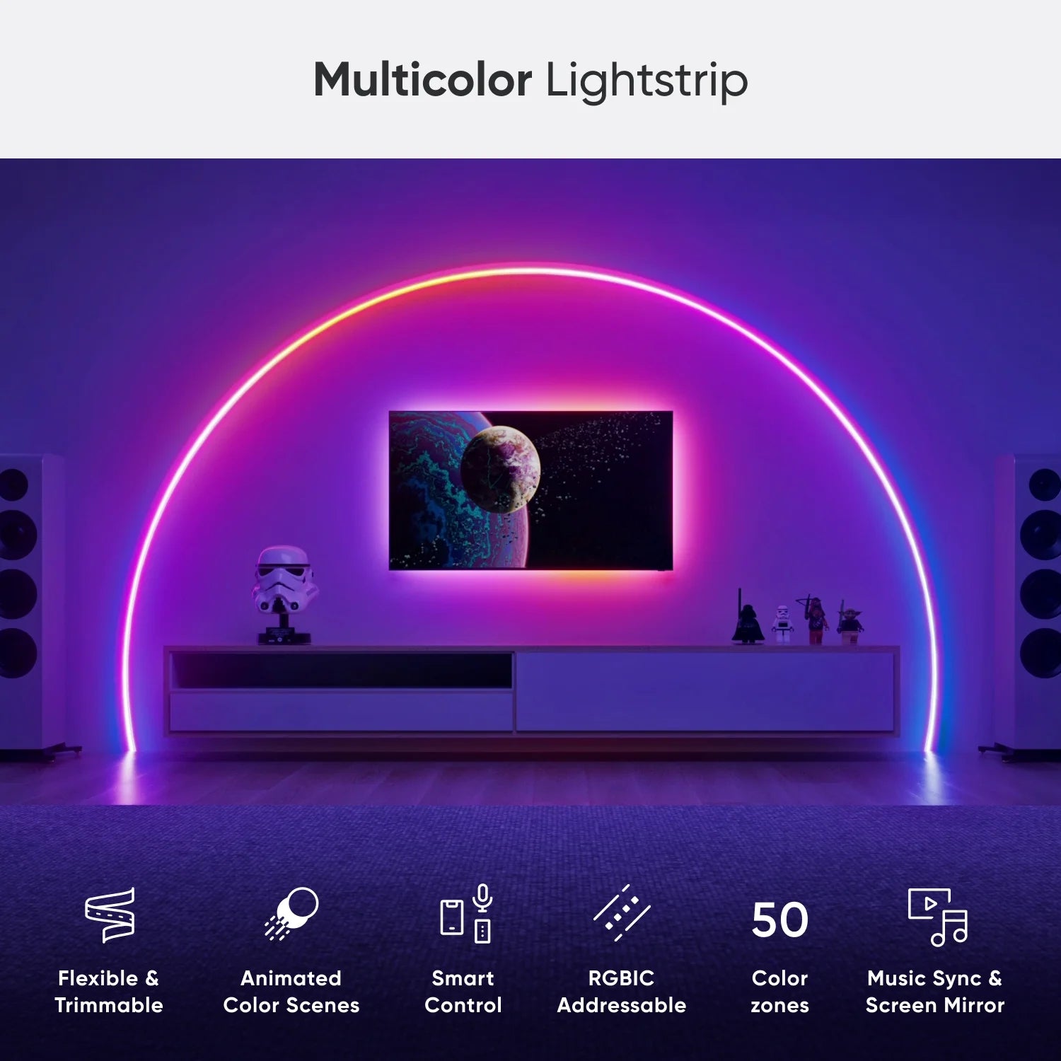 Essentials Matter LED Light Strip, RGBW, 16.4 Ft (1 Piece Strip Unit), Indoor Use